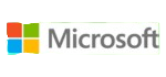 Microsoft logo with four colored squares—red, green, blue, yellow—forming a window frame next to the name in gray Segoe font.