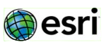Esri logo depicting a blue wireframe globe with the company name in black sans-serif font, emphasizing geospatial connectivity.